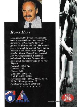 1995 Select AFL #433 Royce Hart Back